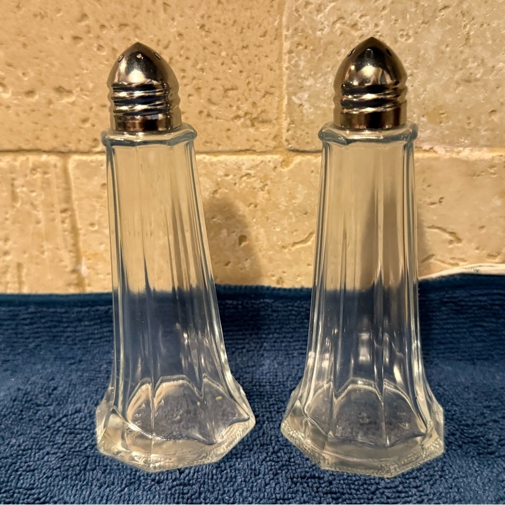 Vintage Glass Salt and Pepper Shakers.